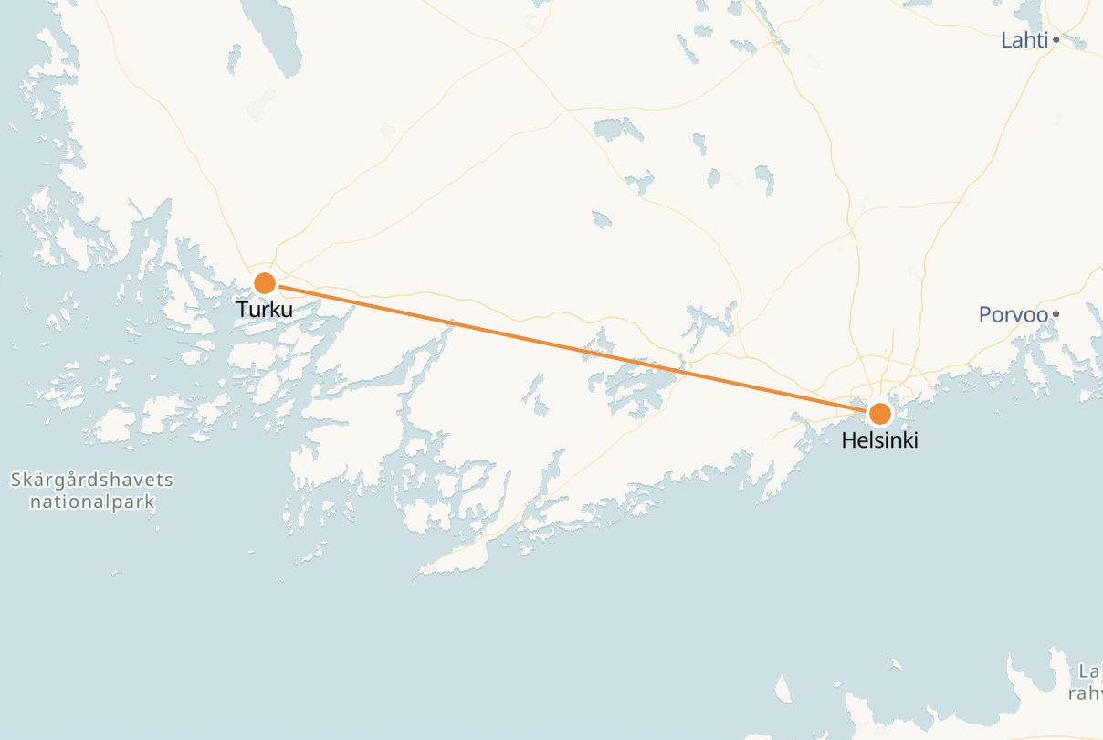 Turku to Helsinki Train Price, Map & Timetable SCANDIC TRAINS
