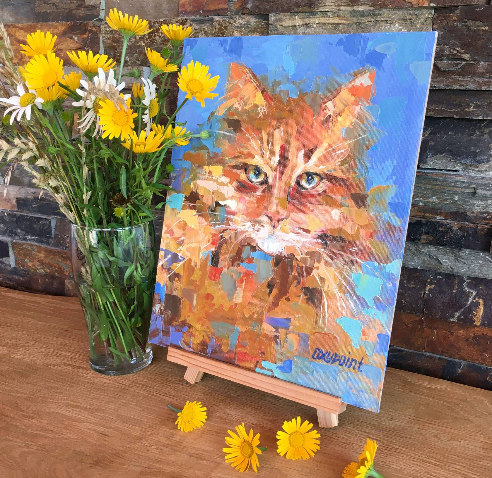 Red Cat oil painting