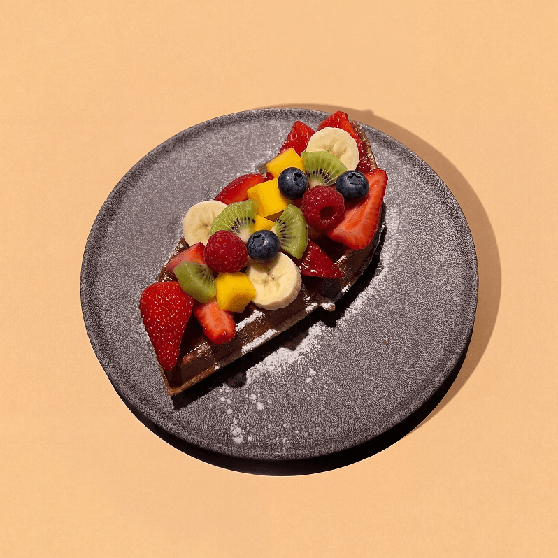 Fruit waffle with fresh fruit