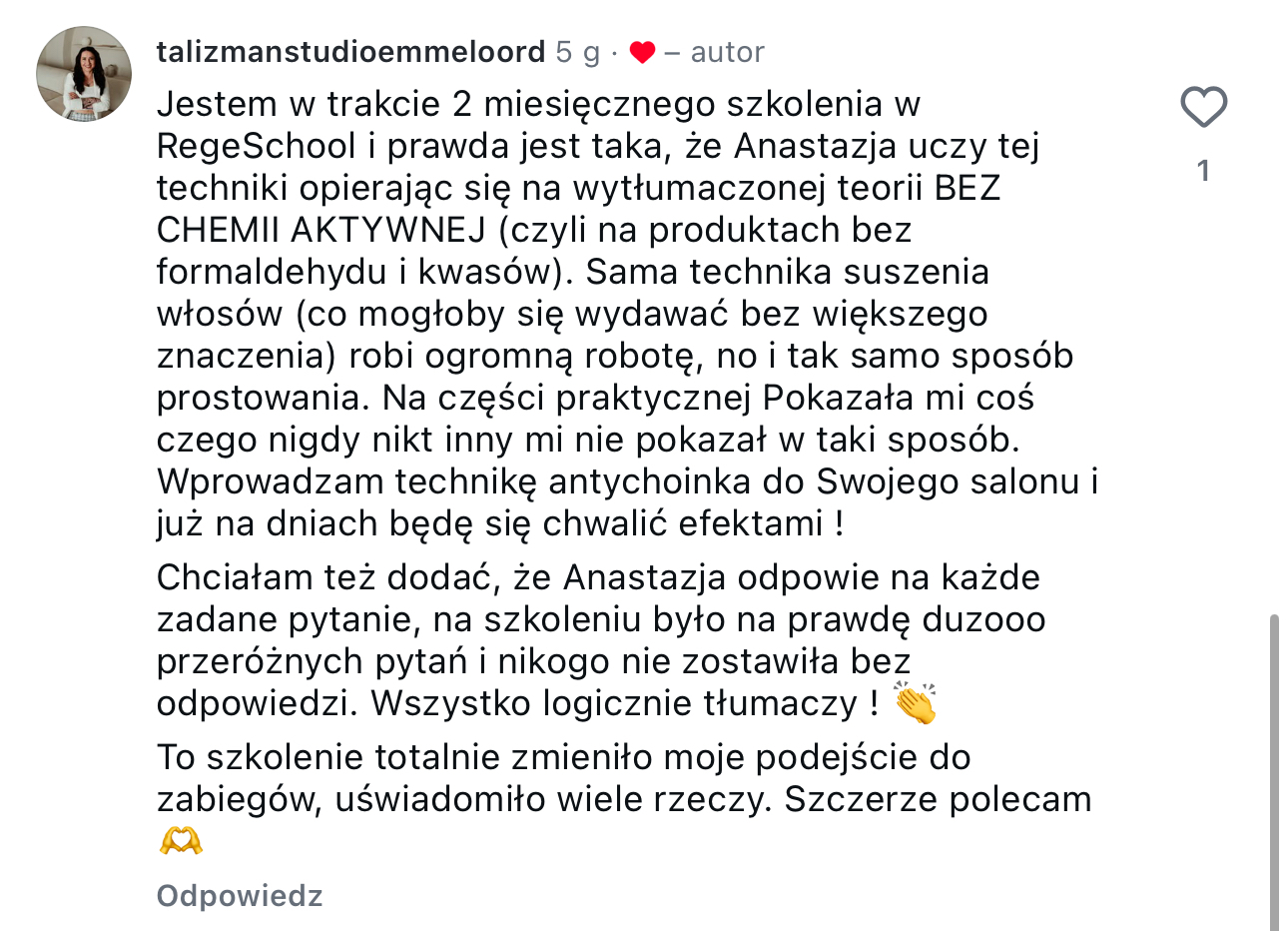 Opinia kursantki 6