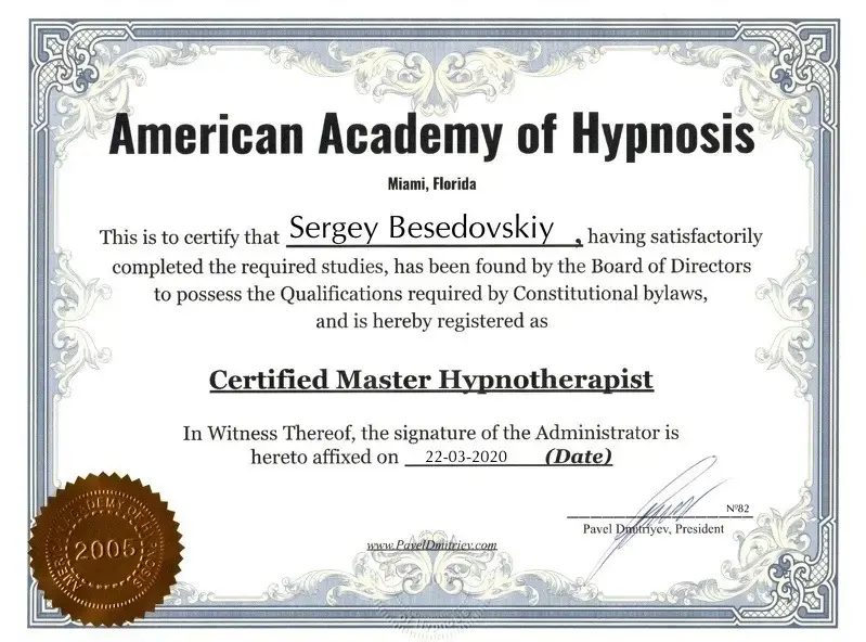 Certified Master Hypnotherapist