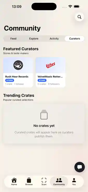 wax. app curators screen featuring Rush Hour Records