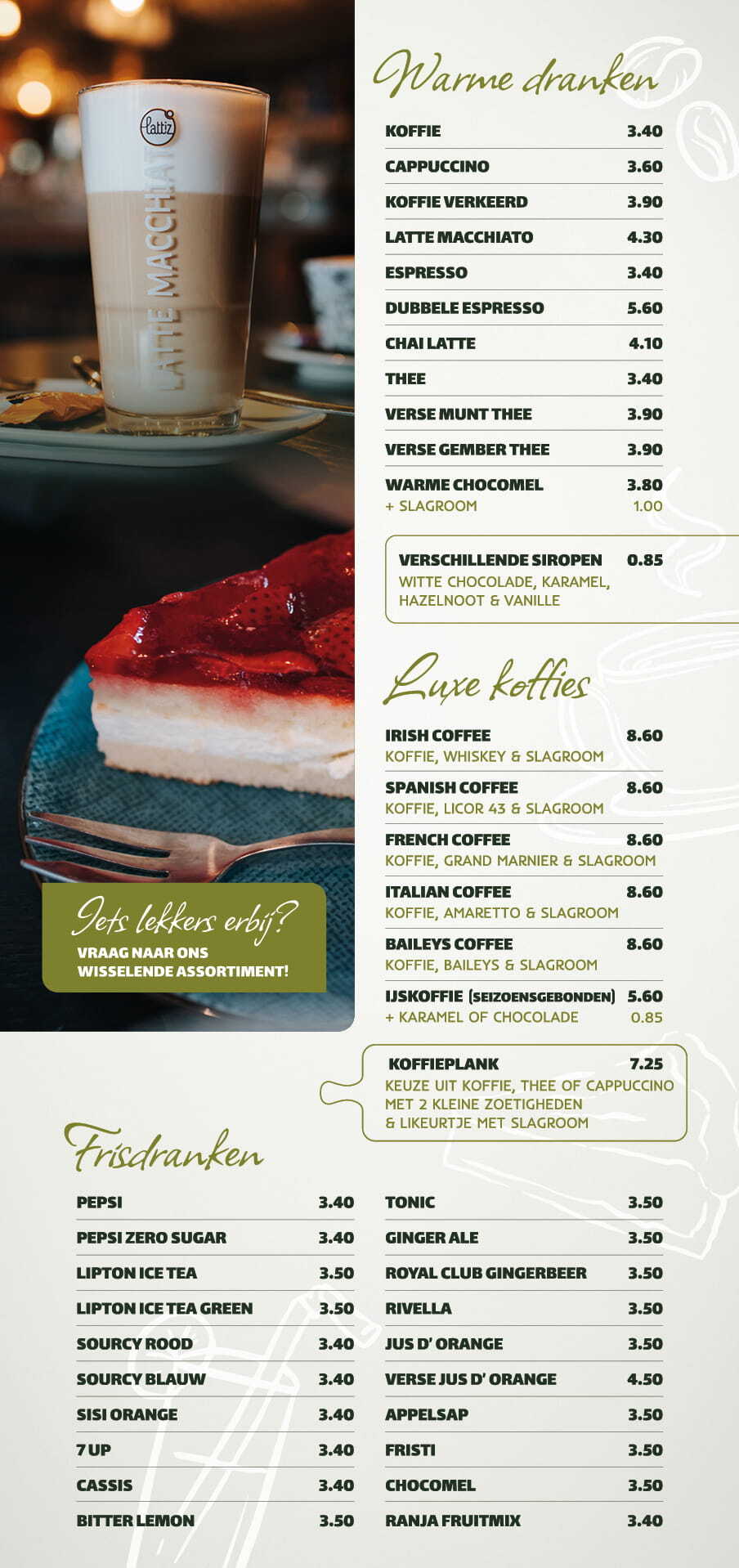 Menukaart Grand Café &amp; Hotel Hulsman