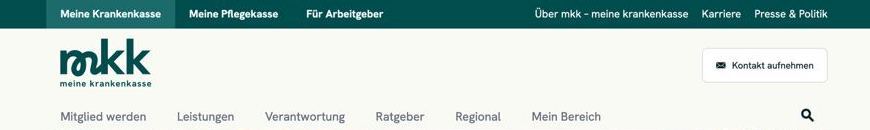 Screenshot of the current header of the mkk website