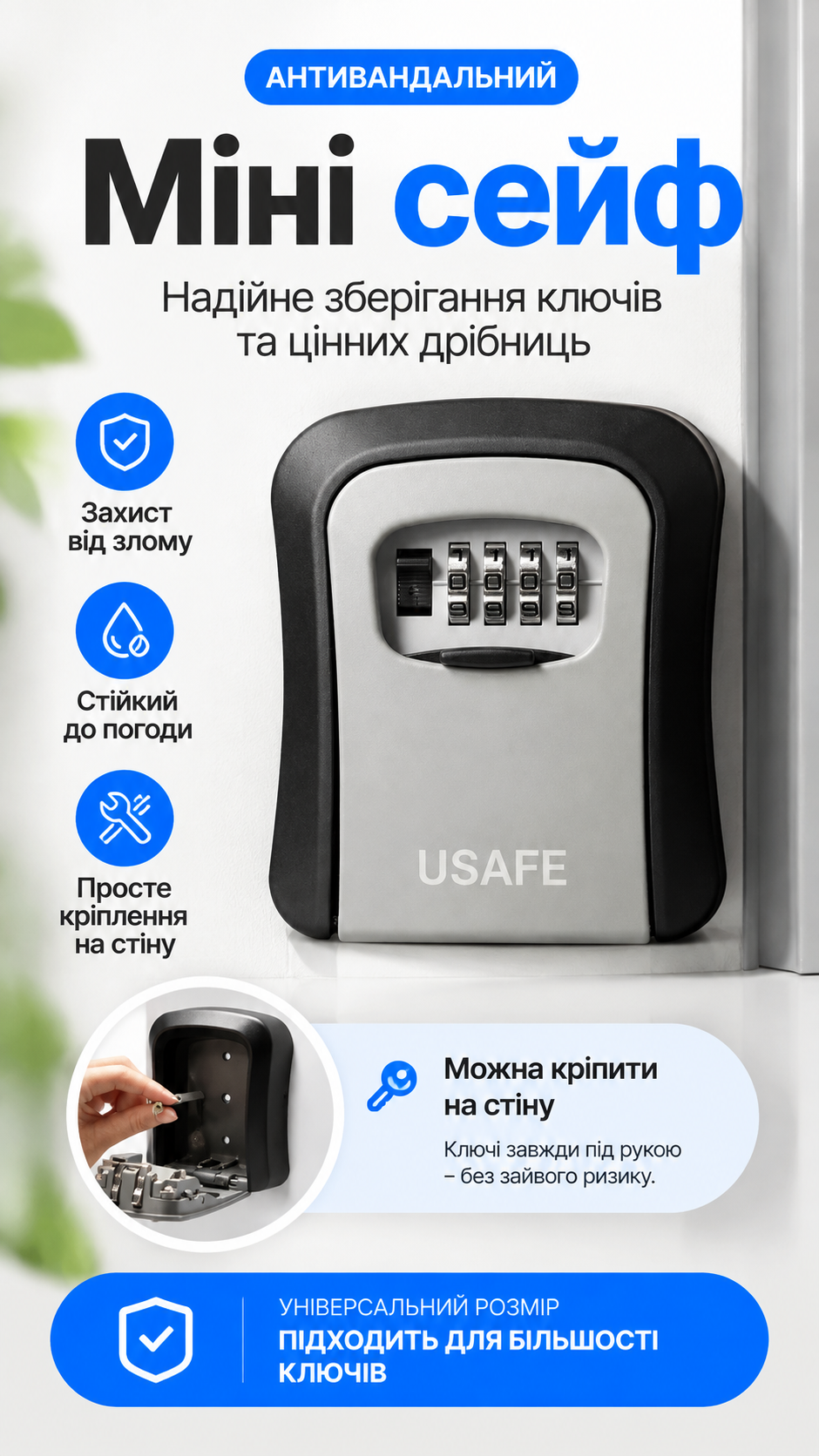 Антивандальний міні-сейф для ключів uSafe KS-03