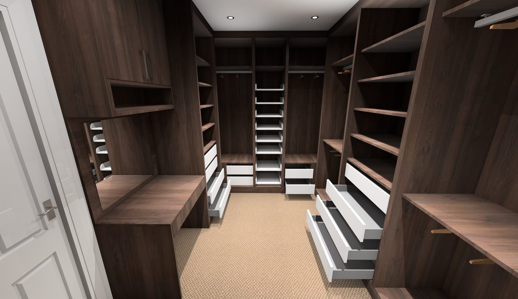 Bespoke fitted walk-in wardrobe in Peterborough