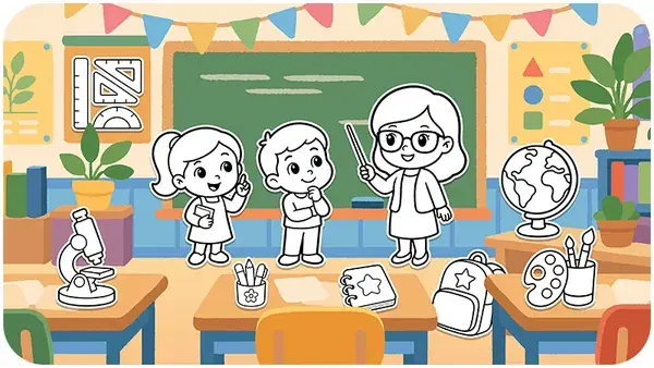 First day at school coloring page