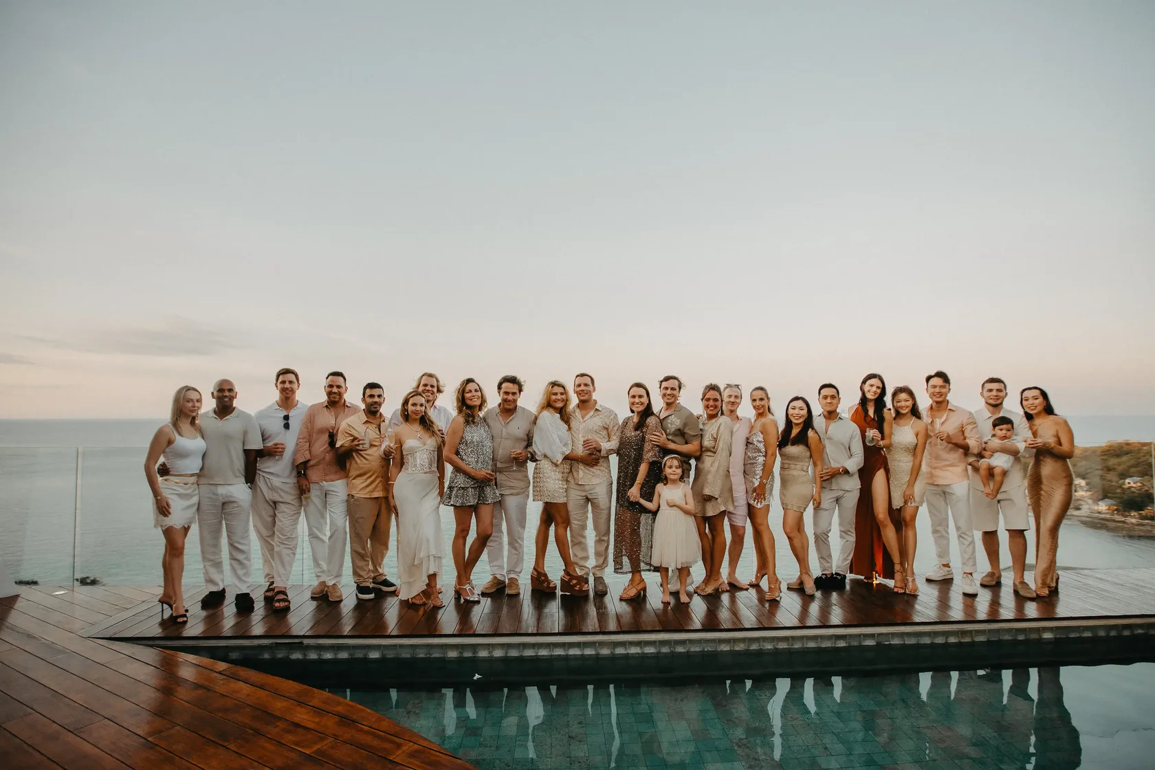 Group event photography at Koh Samui villa — large family celebration natural light