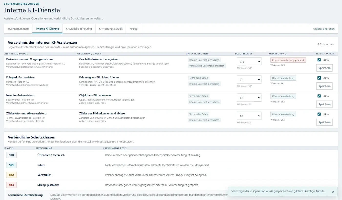 Schutzklasseneinstufung für KI-Systeme und KI-Dienste