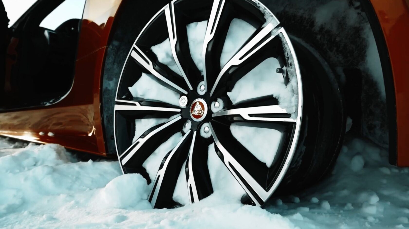 Jaguar wheel in snow