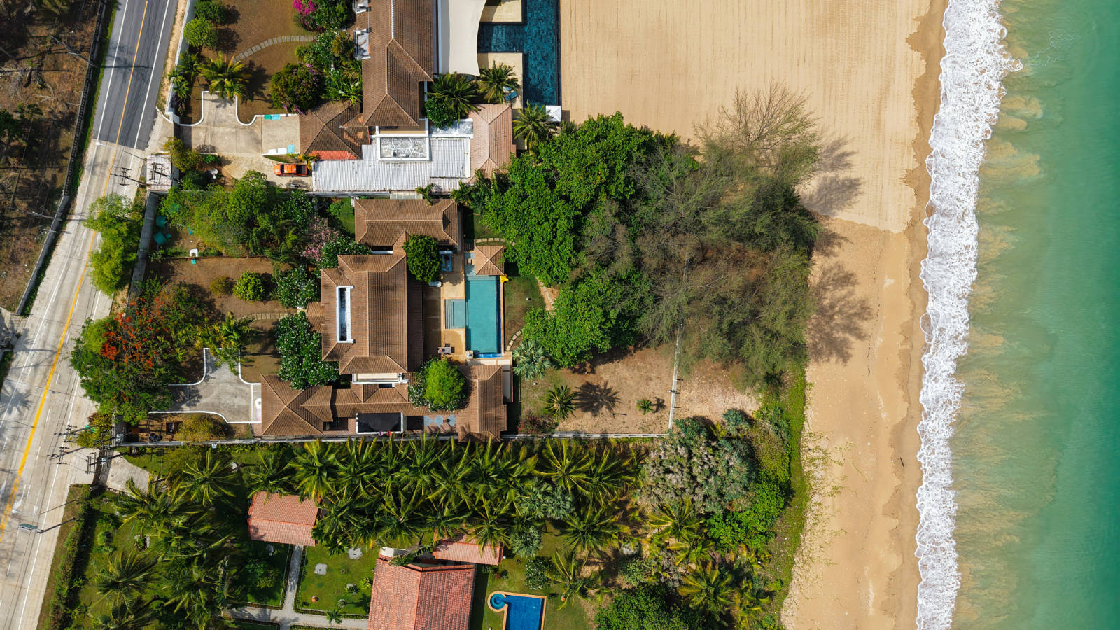 Aerial view showing 40 metres of beach frontage, Natai Beach