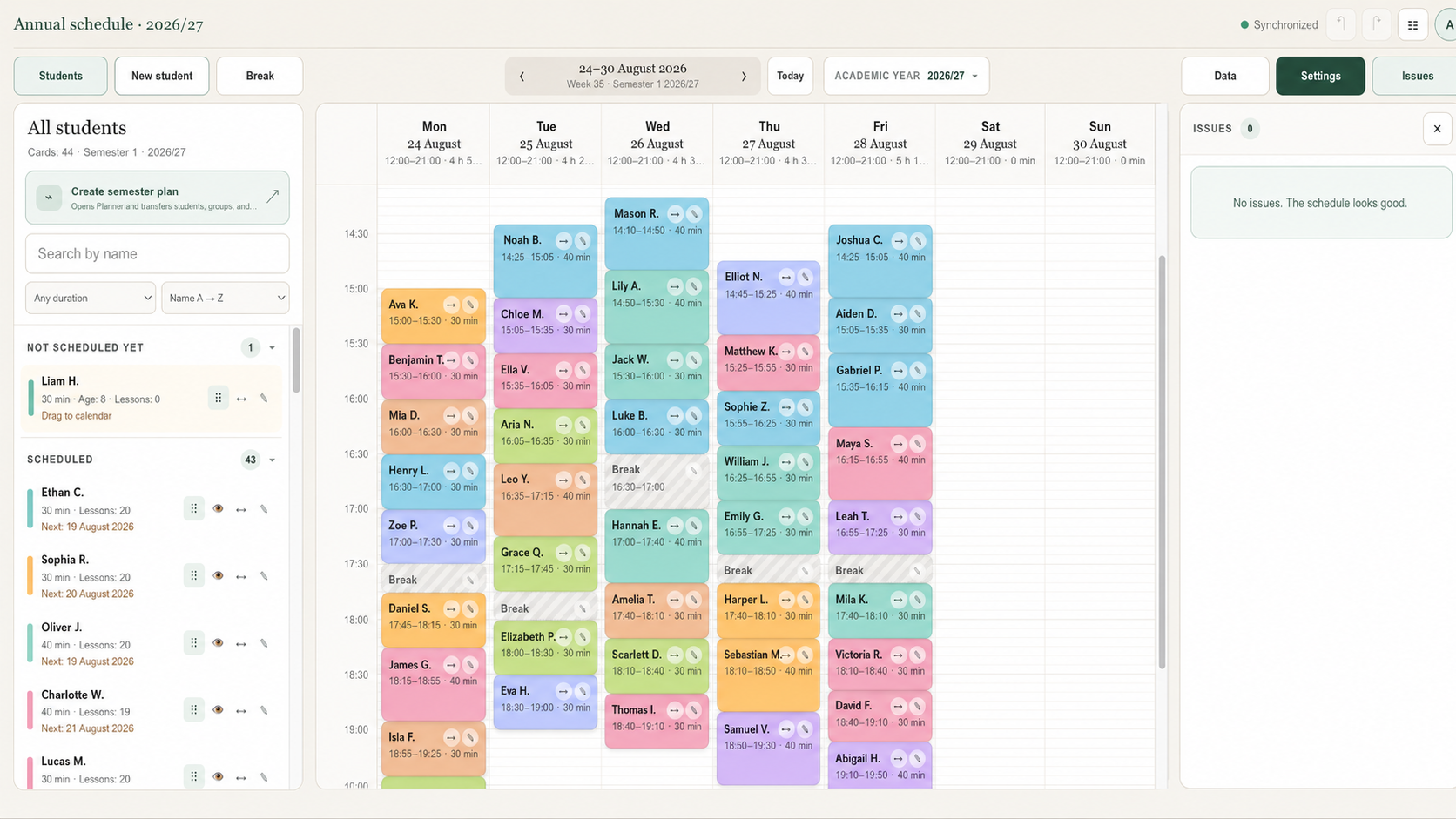 beimir Calendar — scheduling and lesson management for music teachers