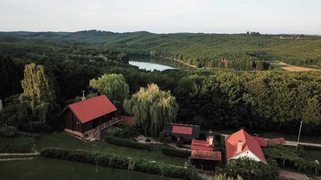 Prigorje region – aerial view of hills and lake
