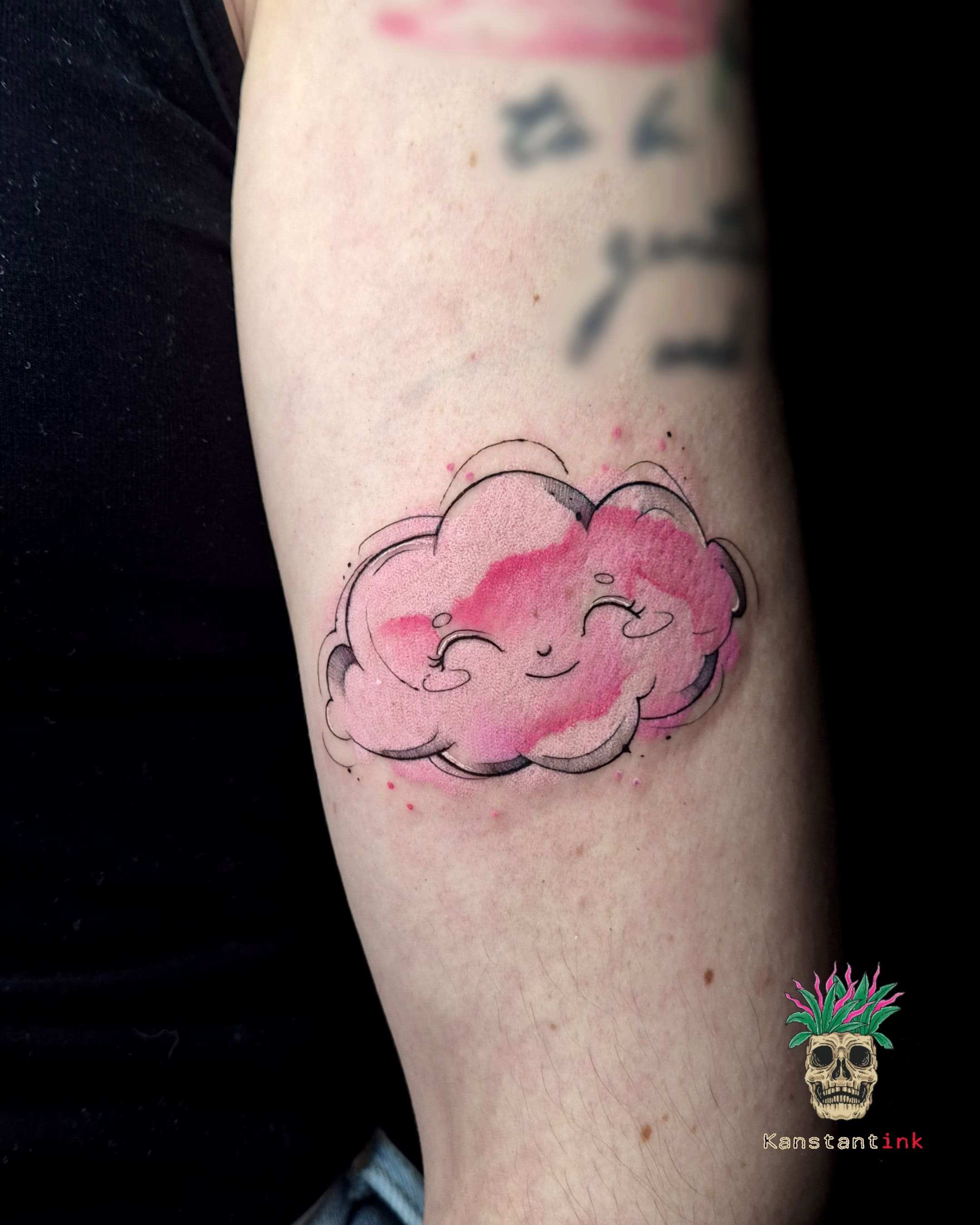 Pink cloud with a smiling face