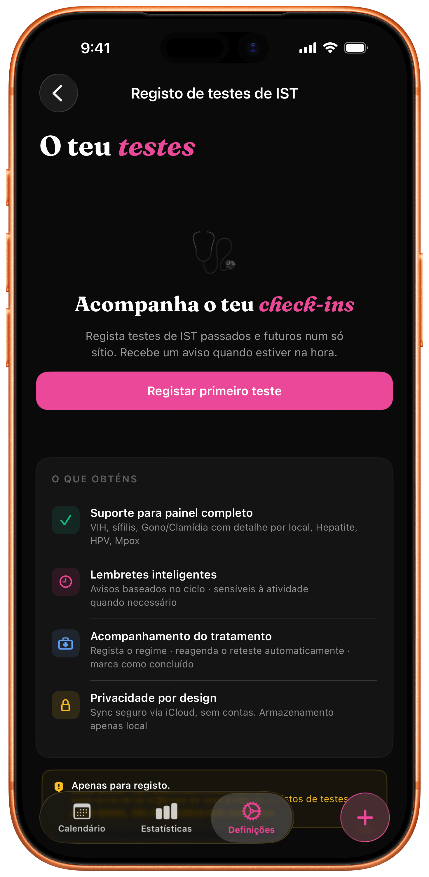 Registo de testes de IST