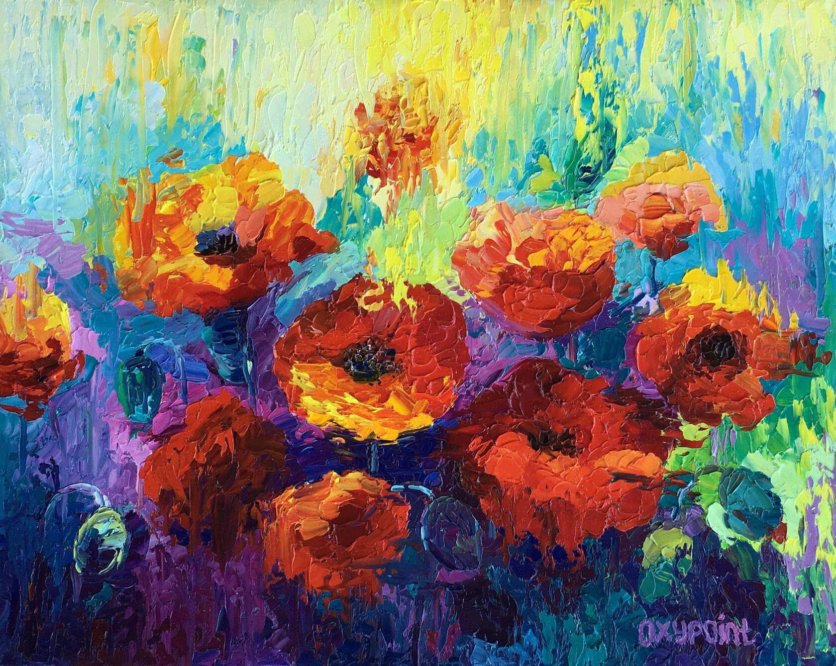 Poppies oil painting, poppy art, Oxypoint artist Oxana Kravtsova