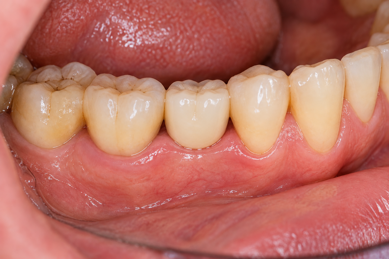 După tratament: implant dentar și coroană pe implant