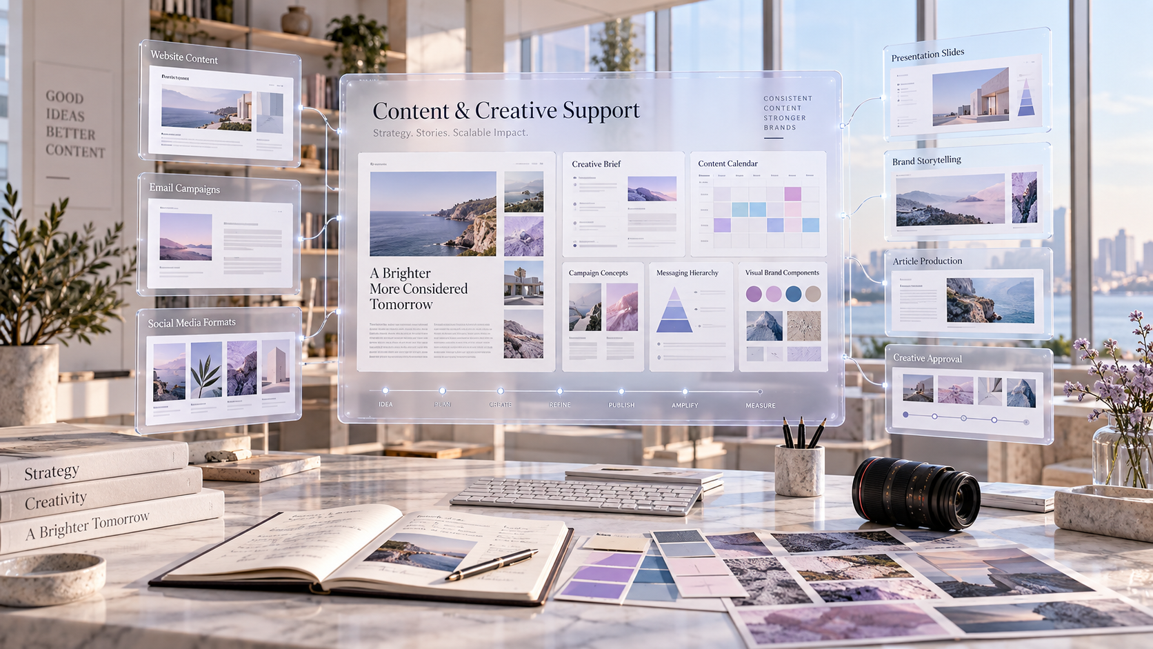 Content repurposing workflow turning one source into article, video, email and social media formats