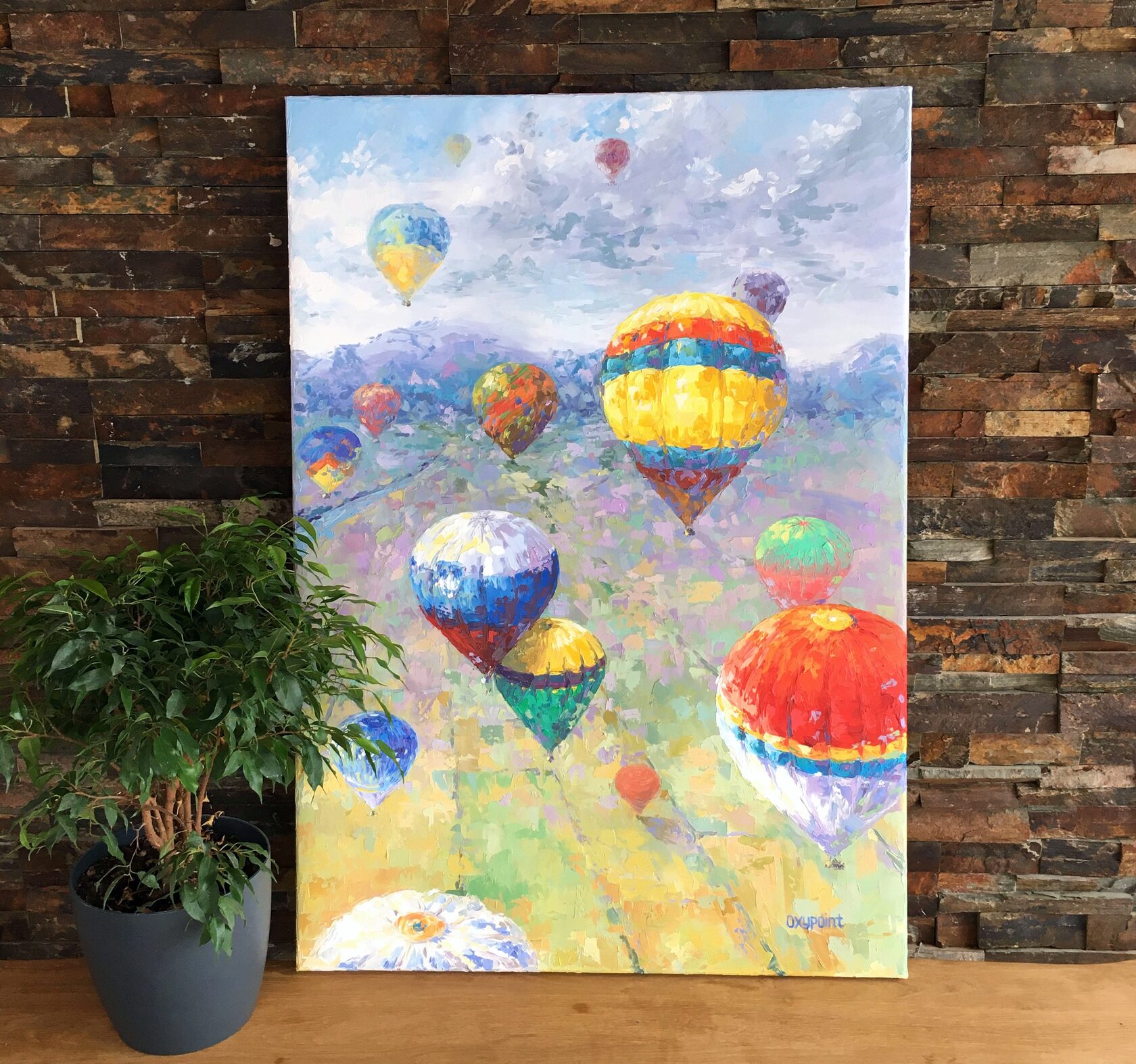 Hot air balloons oil painting 