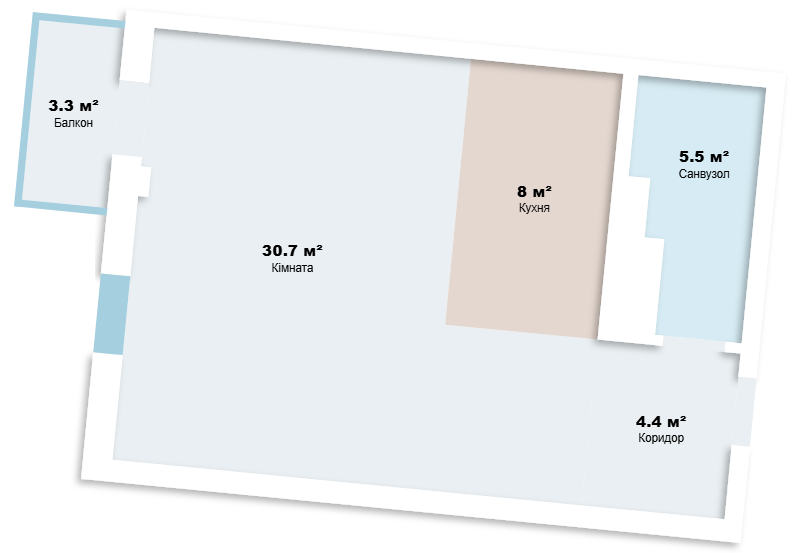 1-комнатная квартира — планировка 3