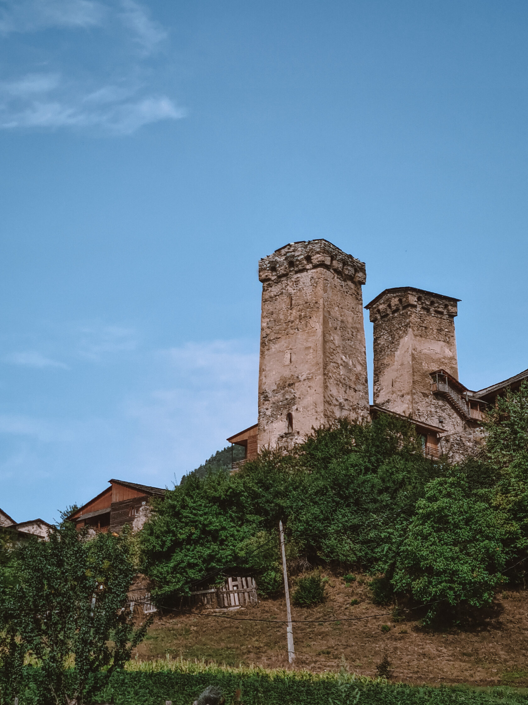 Two Svan towers on a mountainside