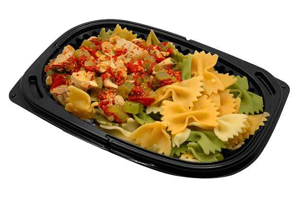 Conejo guisado con apio y pasta como guarnición