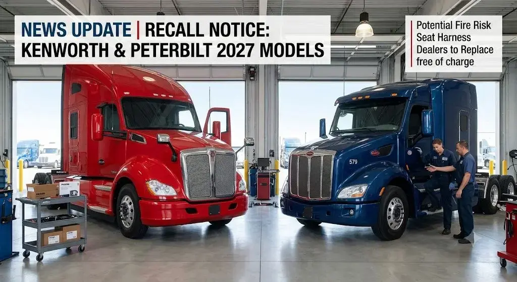 Peterbilt and Kenworth heavy-duty commercial trucks recalled over seat wiring fire risk