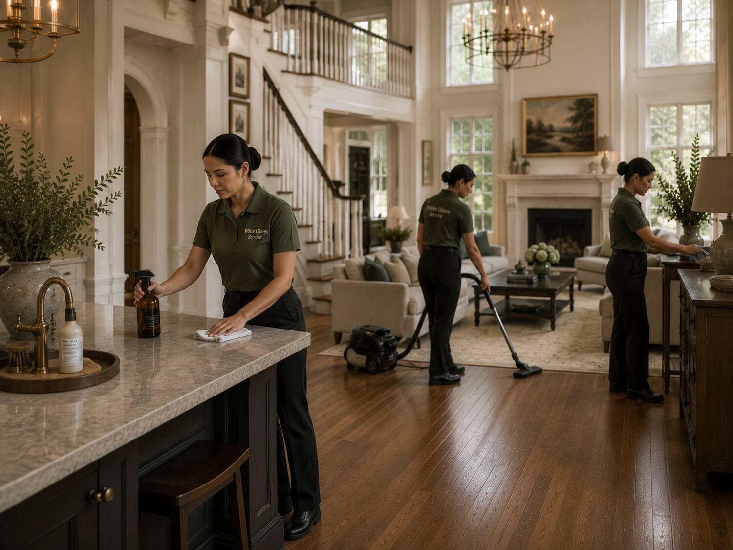 Our cleaning team at work in a multi-floor Atlanta home