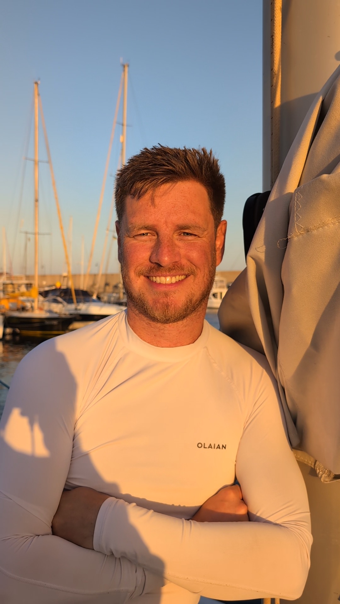 David on a yacht in the marina