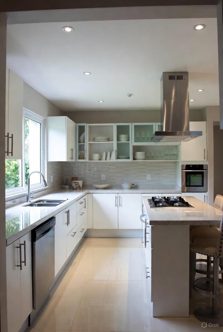 L-shaped kitchen with island