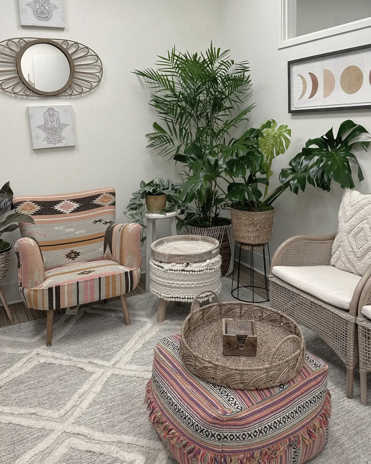 Lounge with palms and monstera