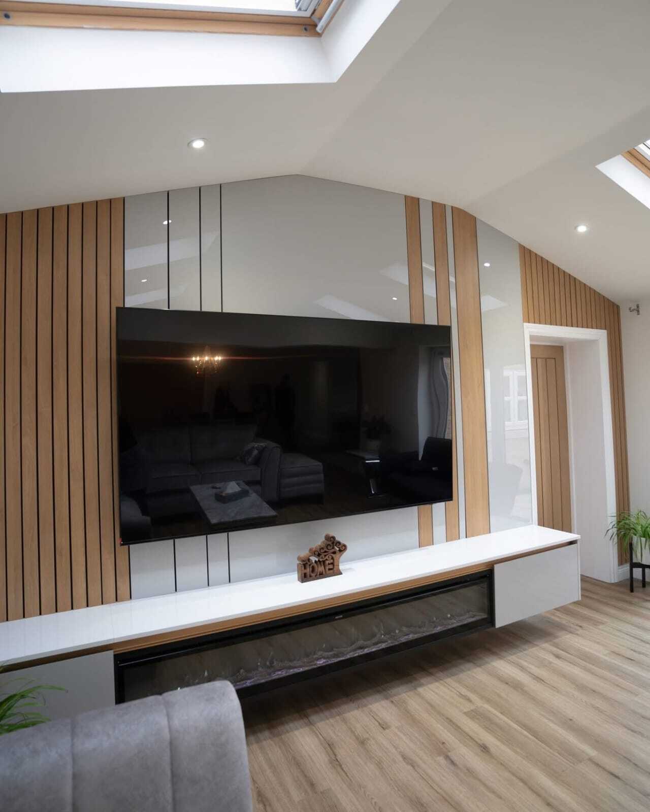 Modern bespoke media wall with integrated lighting
