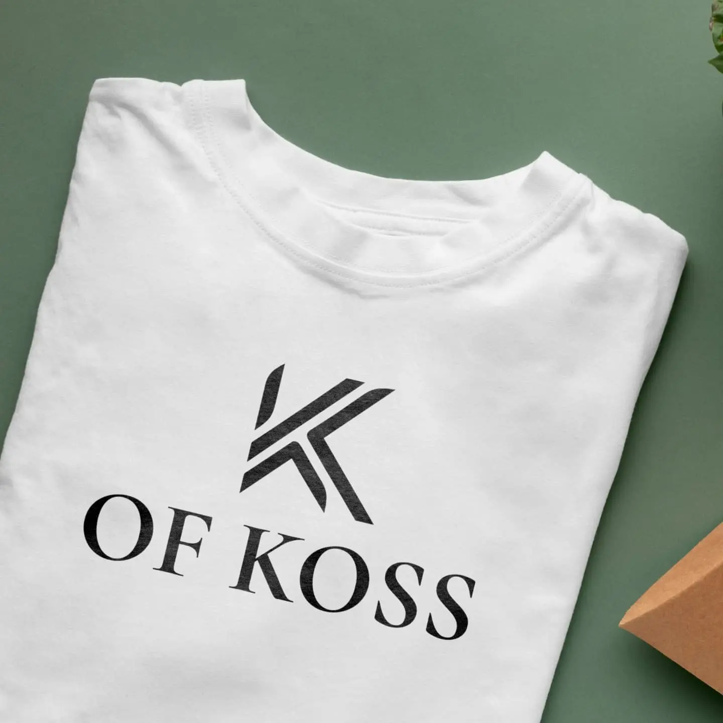 Of KOSS logo on a T-shirt
