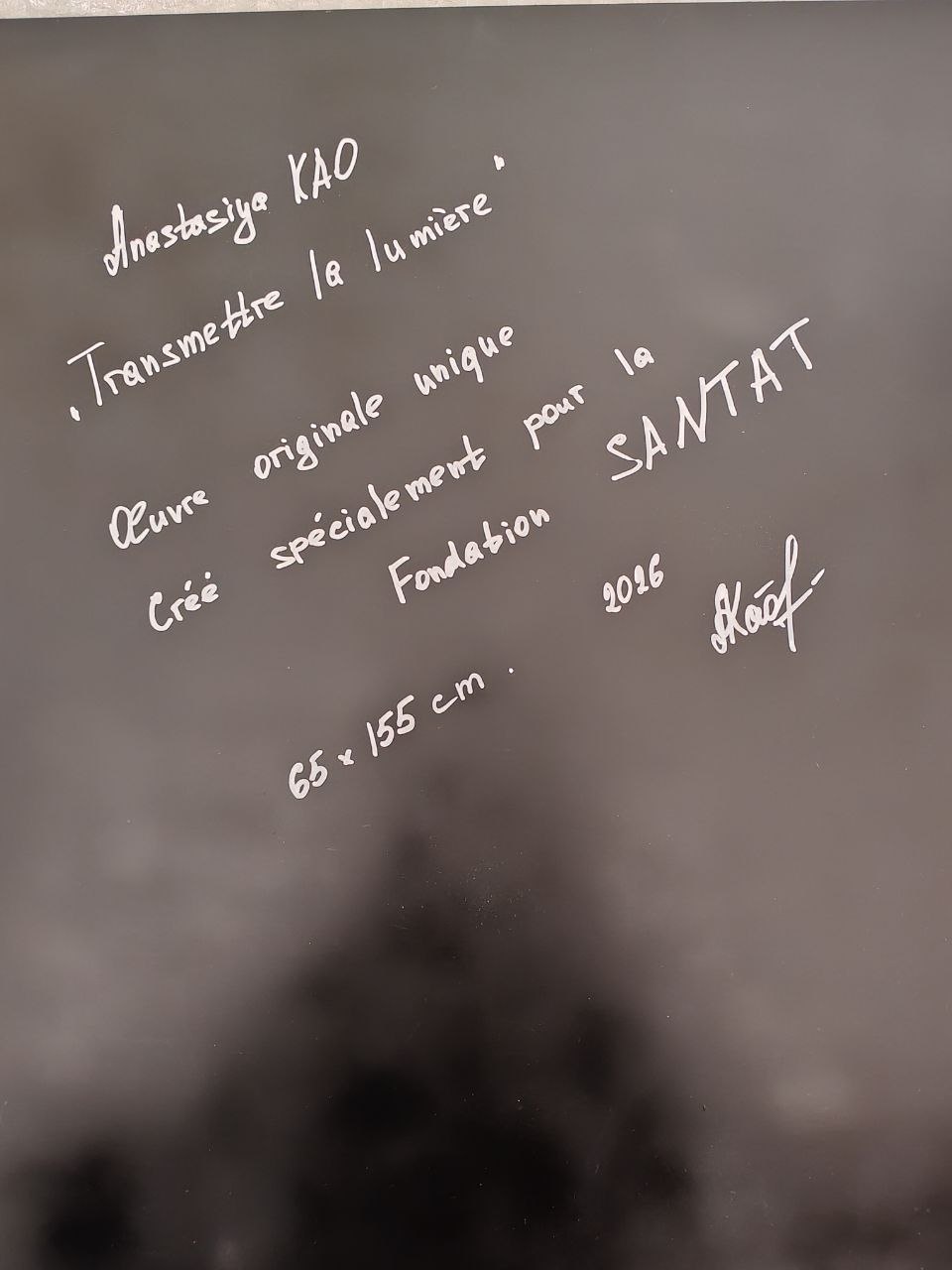 Dédicace au dos de l’œuvre