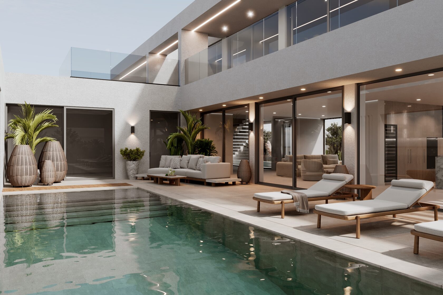 Coastal villa terrace and garden design by InsideOut