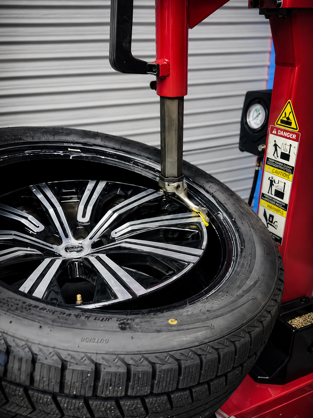 タイヤを確認するLucky Tireスタッフ