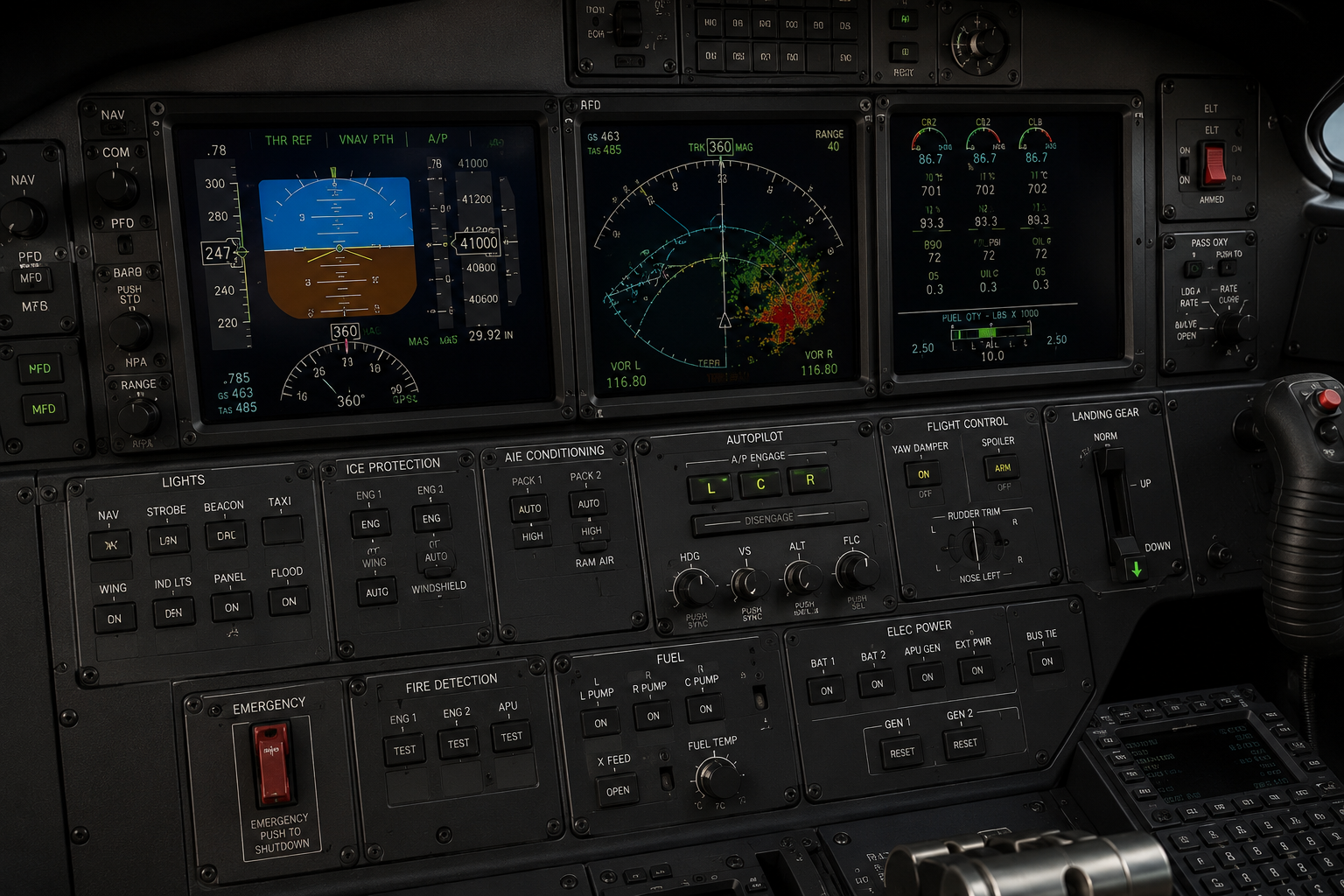 Finished instrument panel ready for installation in an aircraft