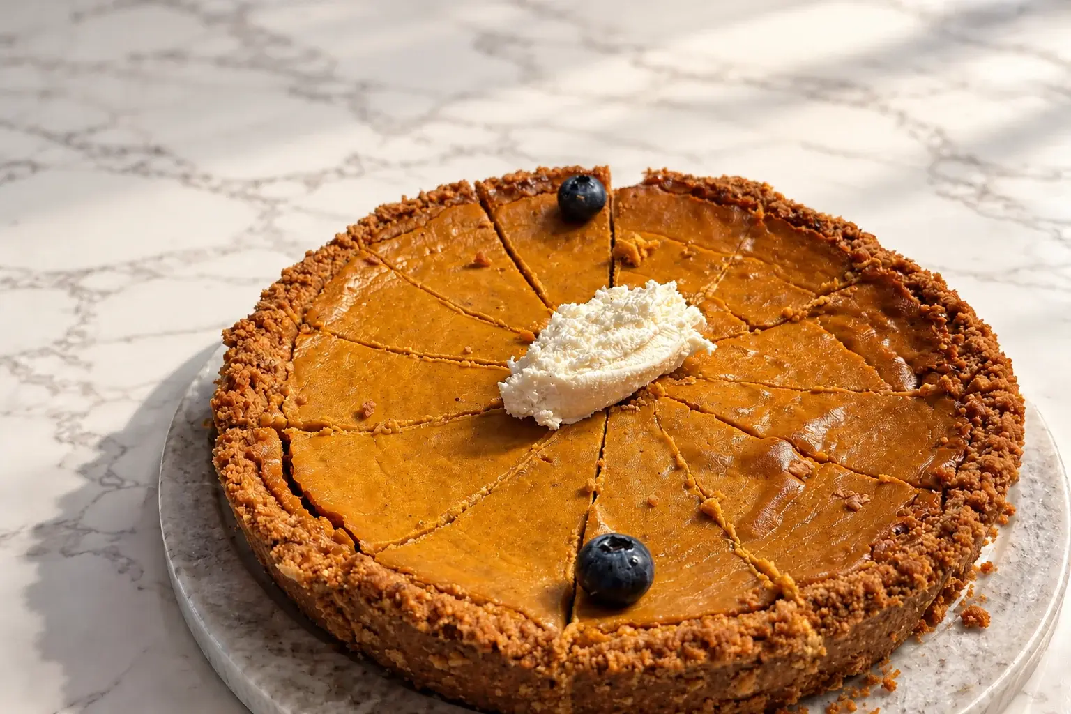 Pumpkin pie with whipped cream — a Thanksgiving dinner at home by Miami private chef Marina Staver
