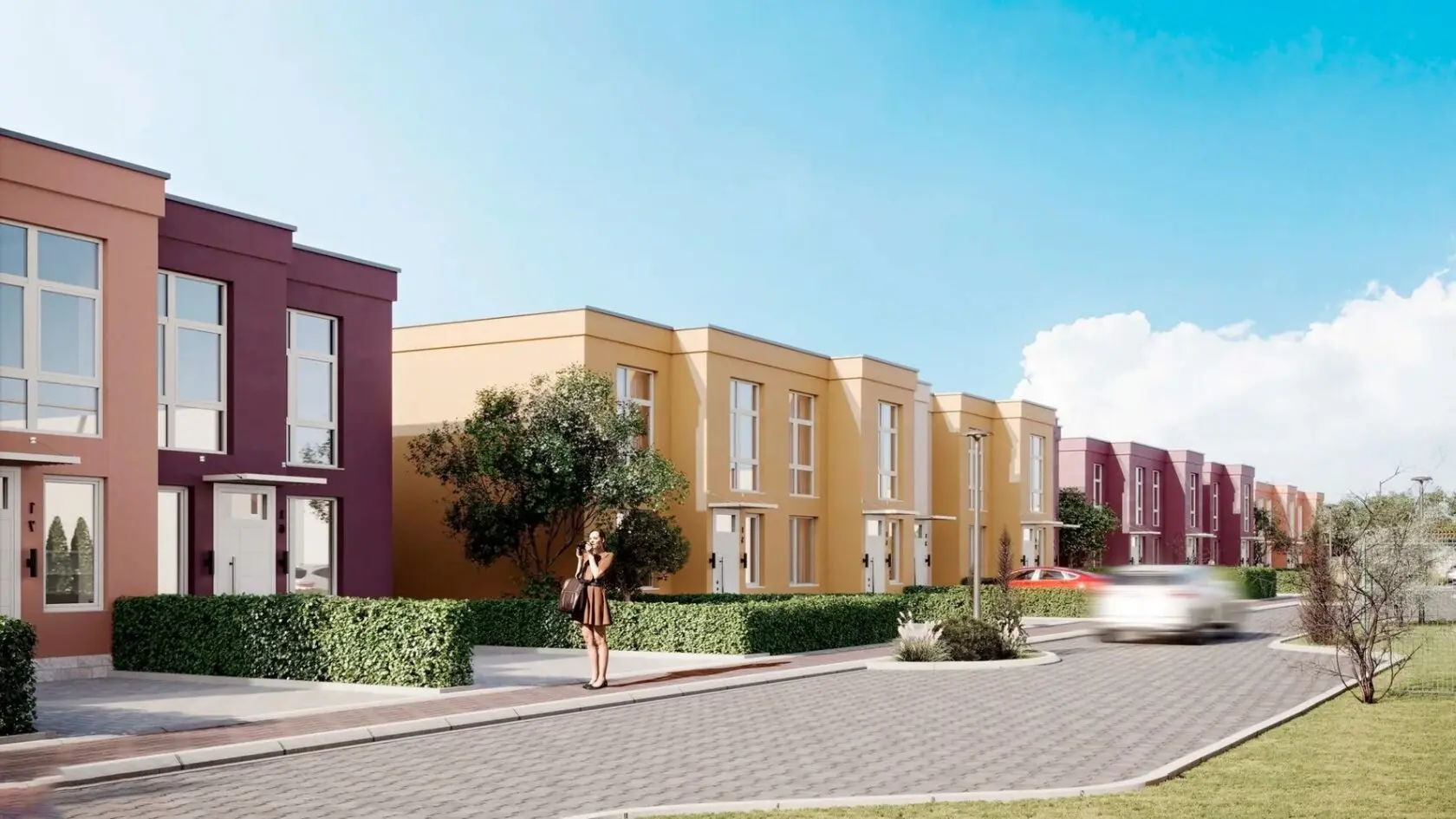 Cuvee Village — улица с двухэтажными таунхаусами