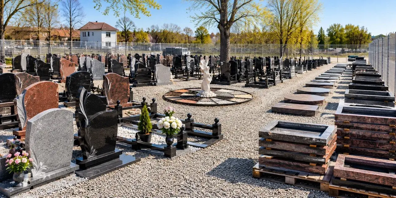 Gatavi granīta izstrādājumi SKS Granit noliktavā Jelgavā