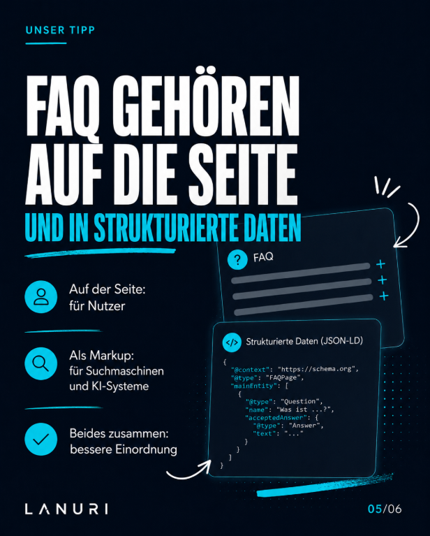 FAQ gehören auf die Seite und zusätzlich in strukturierte Daten wie JSON-LD