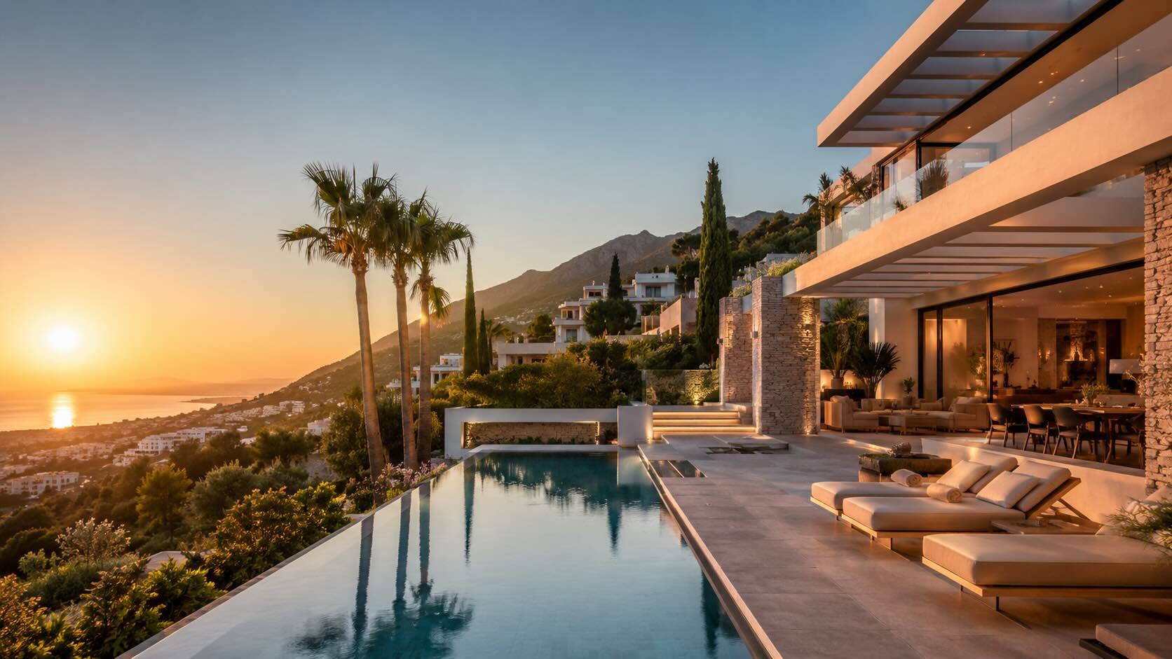 Villa al amanecer en la Costa del Sol