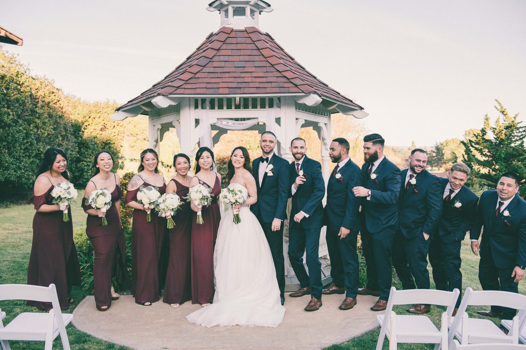 Group wedding photo with friends