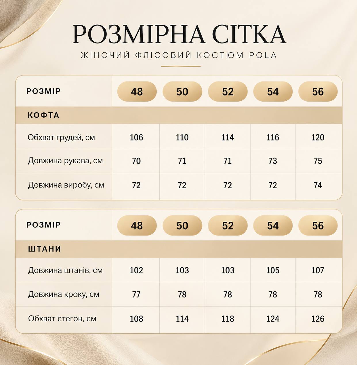 Розмірна сітка HD SPORTWEAR Polar Fleece