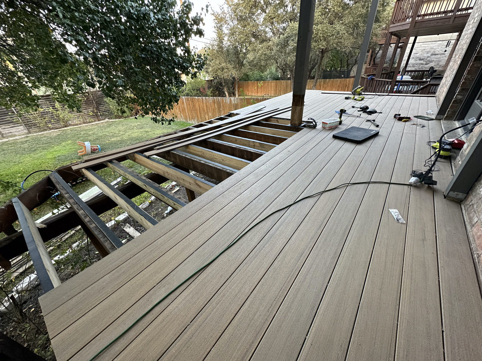 Composite deck repair and upgrade Round Rock, TX — Trex TimberTech installation