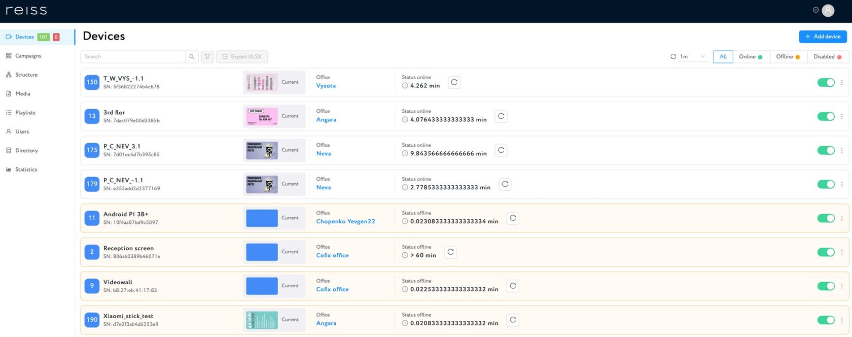 Веб‑панель платформы reiss CMS