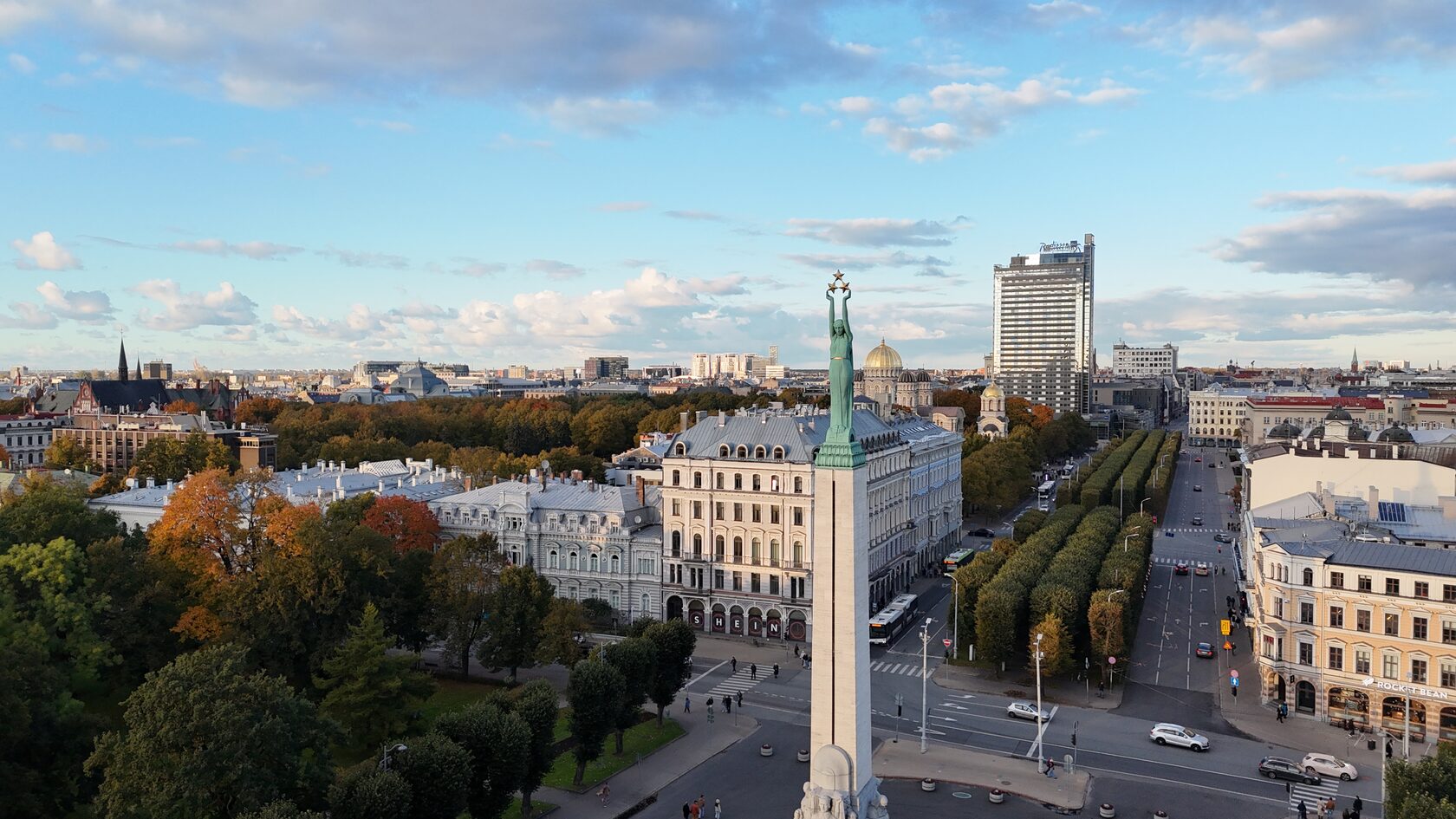 Aerial view of central Riga and its historic architecture