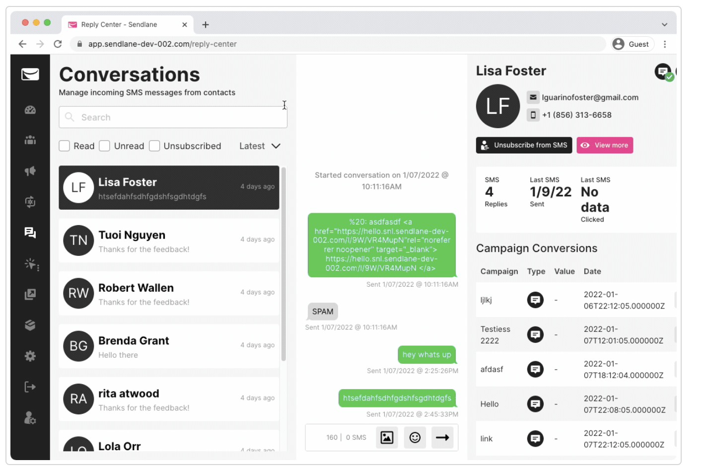 Sendlane product features