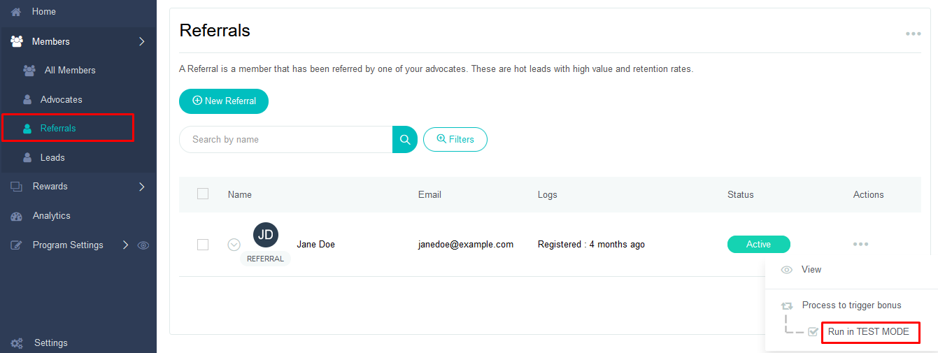Trigger Bonus Simulating Bonus Triggers for Referrals