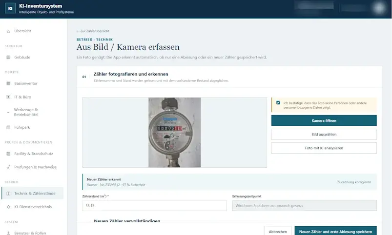 Mobile Kameraaufnahme zur digitalen Erfassung von Objekten und technischen Betriebsmitteln